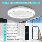 Ventilatore da soffitto con luce LED, telecomando, dimmerabile, 220V, bianco