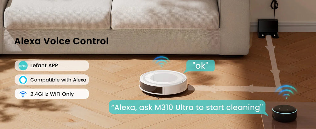 LEFANT M310 Ultra Saug- und Wischroboter, 6000Pa Saugkraft, ToF-Navigation mit 190° PSD-Sensor, 170 Min. Laufzeit, APP/Alexa-kompatibel, ideal für Tierhaare und Hartböden