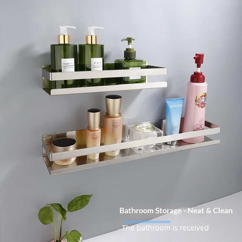 Portaspezie in Acciaio Inox Senza Foratura, Organizzatore da Parete per Cucina e Bagno, Organizzatore per Stoccaggio Domestico