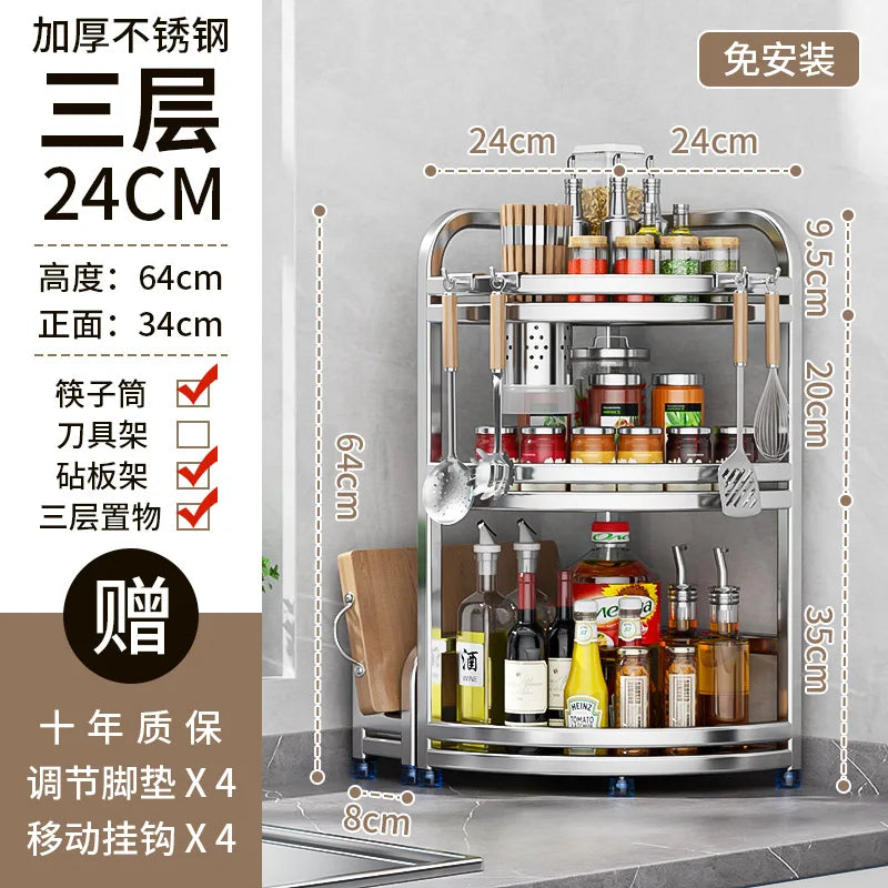 Mensola angolare da cucina, supporto angolare in acciaio inox, porta coltelli per condimenti e spezie, montaggio a parete per uso domestico