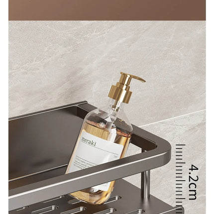 Scaffale contenitore multifunzionale da cucina di lusso leggero, portaspezie da parete senza foratura, mensola da parete in acciaio inossidabile