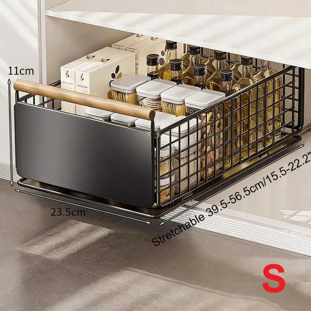 2/1 Pezzi Scaffale Estraibile da Cucina, Organizzatore per Armadietto, Cassetto Scorrevole, Scaffali Porta Spezie, Organizzatore Sottolavello