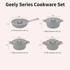 DONNOR 13Psc Set di pentole e padelle Set di pentole antiaderenti Pentole a induzione in granito Set da cucina antiaderente con padelle JT447