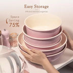 Set di Pentole di Lusso in Alluminio con Rivestimento Antiaderente in Granito, Elegante Set di Pentole in Ceramica Rosa