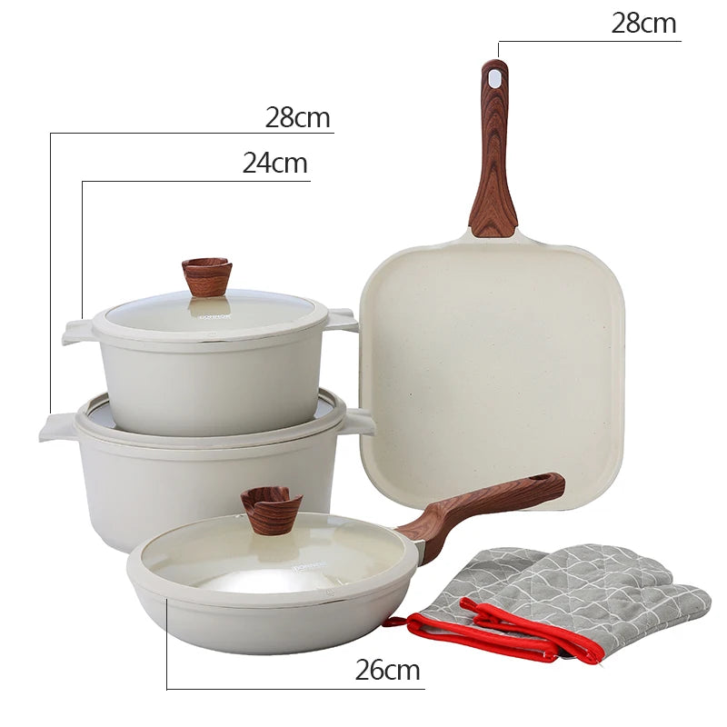 DONNOR 21 Pezzi Set di Pentole in Ceramica Set di Pentole e Padelle Antiaderenti Set da Cucina con Utensili e Protezioni per Padelle JT529
