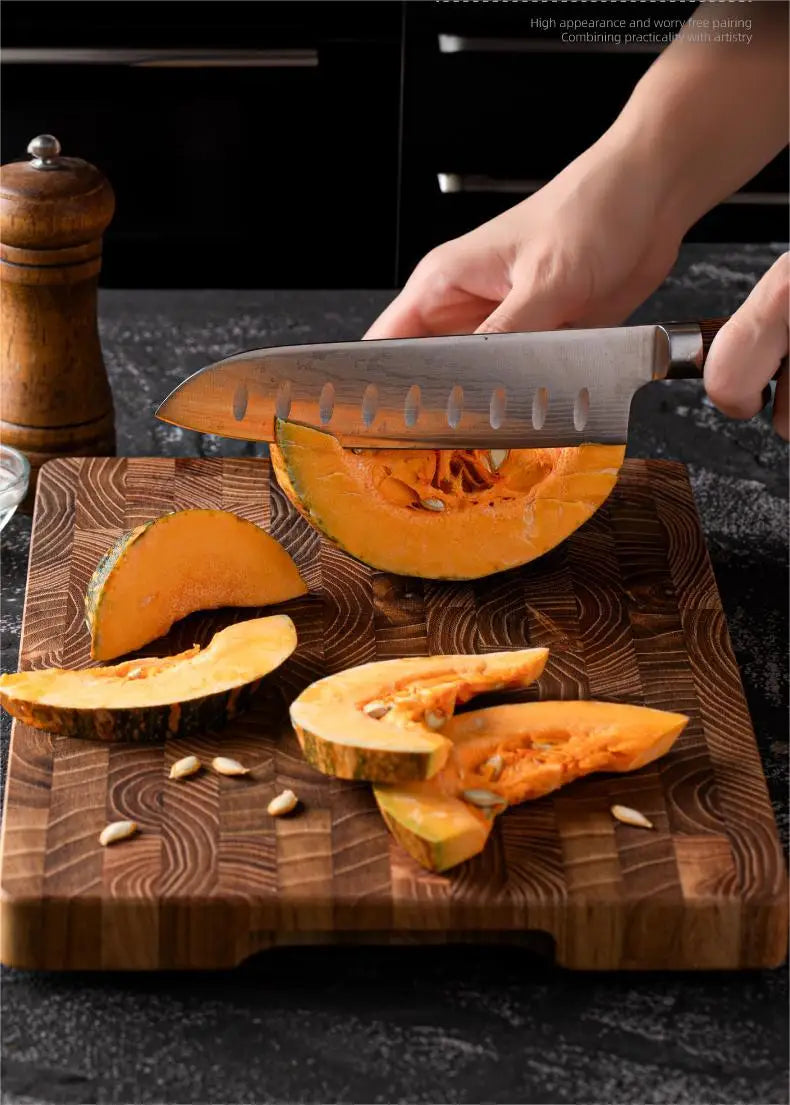 Hochwertiges Teakholz-Schneidebrett, groß: 86,5 * 11,8 Zoll/13,3 * 9,5 Zoll, 1 Zoll dick, geeignet für Weihnachten, Halloween