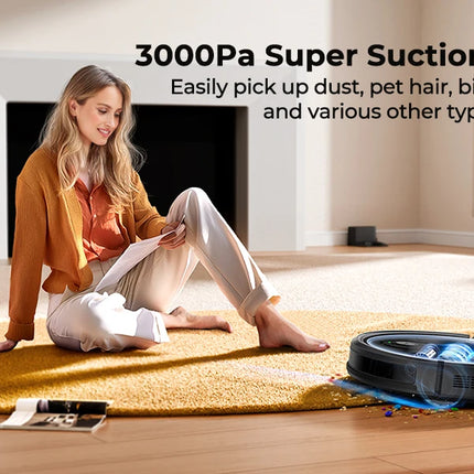 Airzeen R7 3-in-1 Robot Vacuum and Mop, 4000Pa Suction, Smart App/Alexa Control, Self-Charging for Pet Hair and Hard Floors