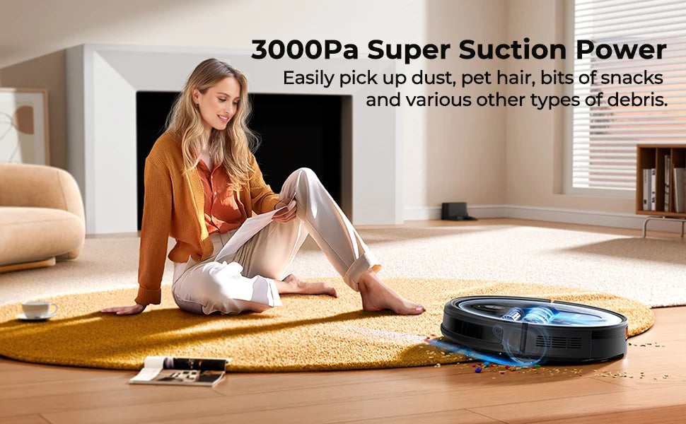 Robot-Staubsauger und Wischroboter Airzeen R7 3-in-1, 4000Pa Saugkraft, Smart App/Alexa Steuerung, Automatische Aufladung für Tierhaare und Böden
