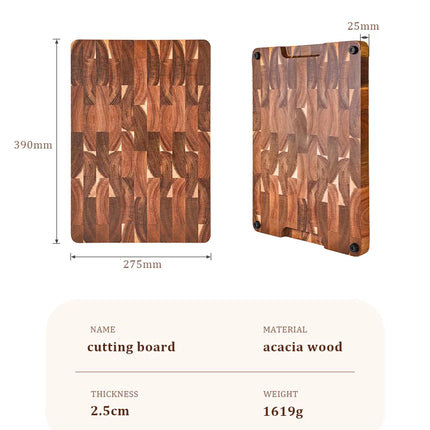 Tagliere rettangolare da 15 pollici di alta qualità in legno d'acacia con manico laterale