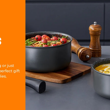 Non-stick saucepan set with removable handle and sealing lids, non-stick cookware set for induction hob