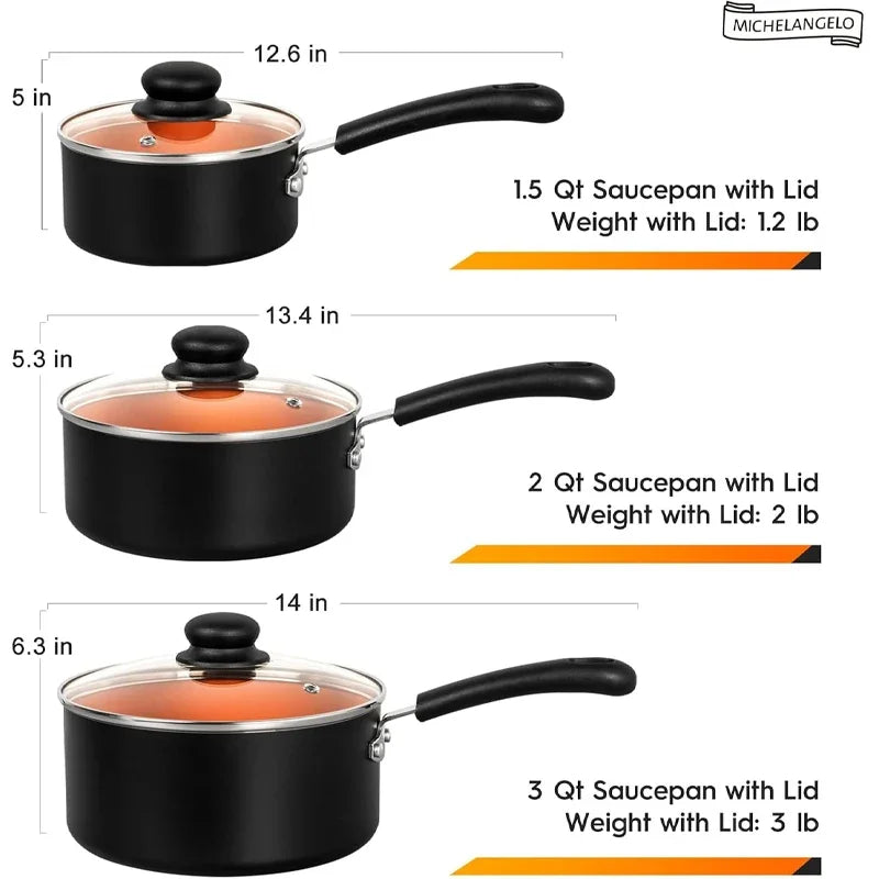 MICHELANGELO 3 Pz/set Rivestito In Ceramica Pentola Per Zuppa Casa Pentola Per Il Latte Cottura Tagliatelle Padella Antiaderente In Alluminio Piccola Salsa Pentola Utensili Da Cucina