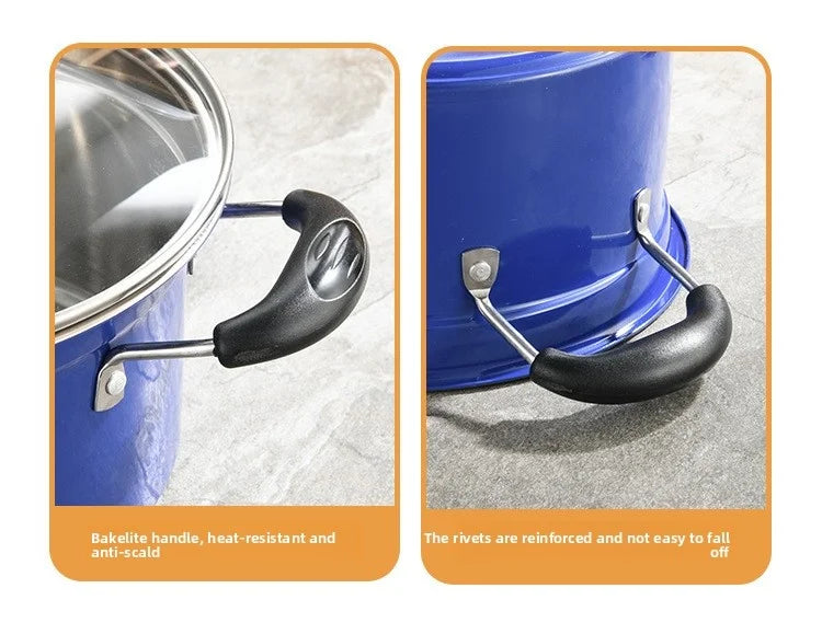 Set di Pentole da 6 Pezzi con Coperchi in Vetro, Motivo Floreale Classico, Set di Pentole Antiaderenti per Zuppe e Stufati, Compatibile con Fornelli a Induzione e Gas