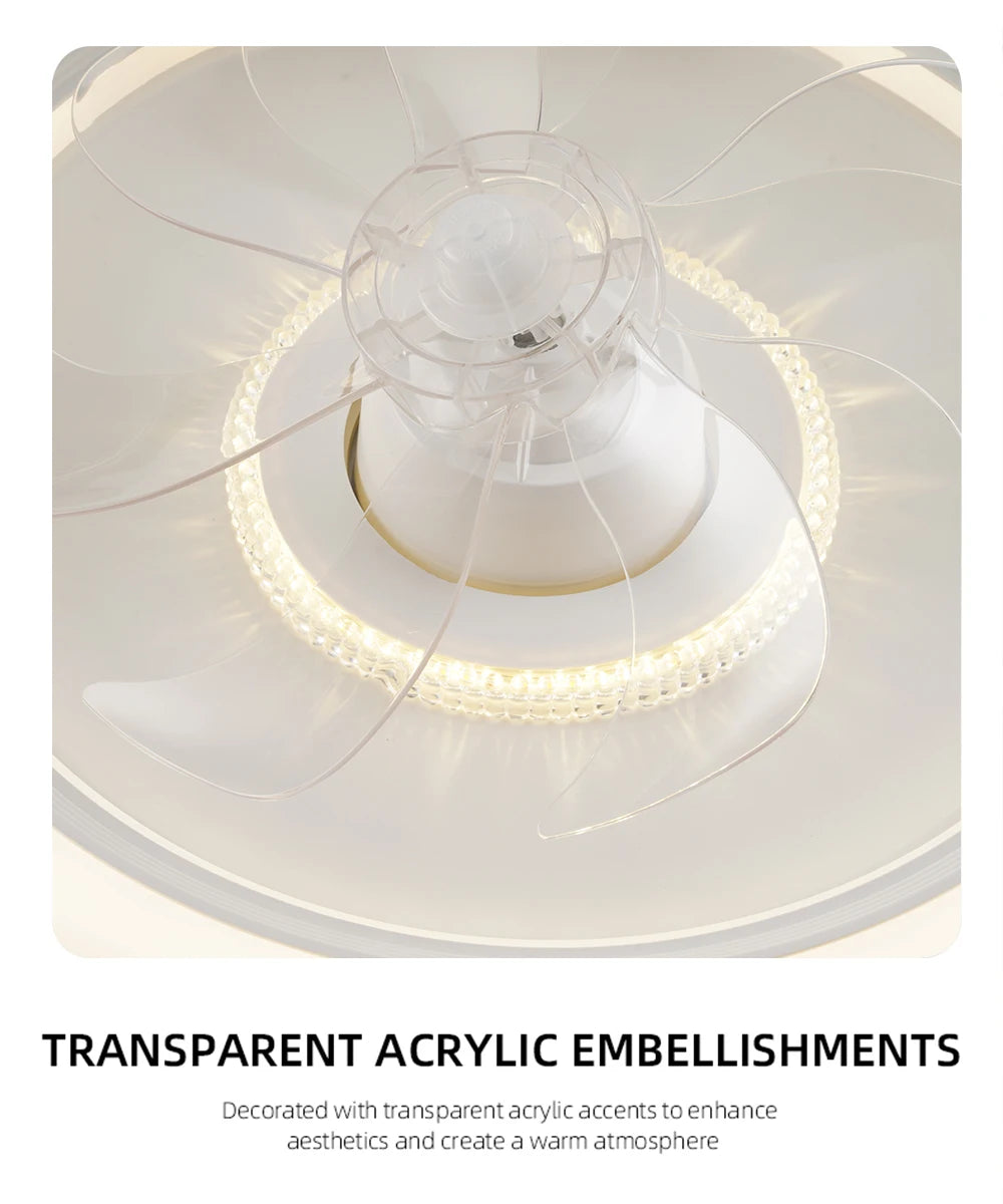 360 °   Ventilatore da Soffitto Rotante con Luce 220V, Dimmerabile Intelligente, 6 Velocità, Ventilatore Elettrico Decorativo per Casa, Camera da Letto, Balcone