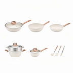 Set di Pentole da Cucina Essenziali, 12 Pezzi, Antiaderenti con Rivestimento in Granito e Compatibilità Universale con Sensori a Gas