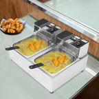 Friggitrice Elettrica a Doppia Vasca Bymaocar EF-82 2.5KW+2.5KW 30L Acciaio Inox 410
