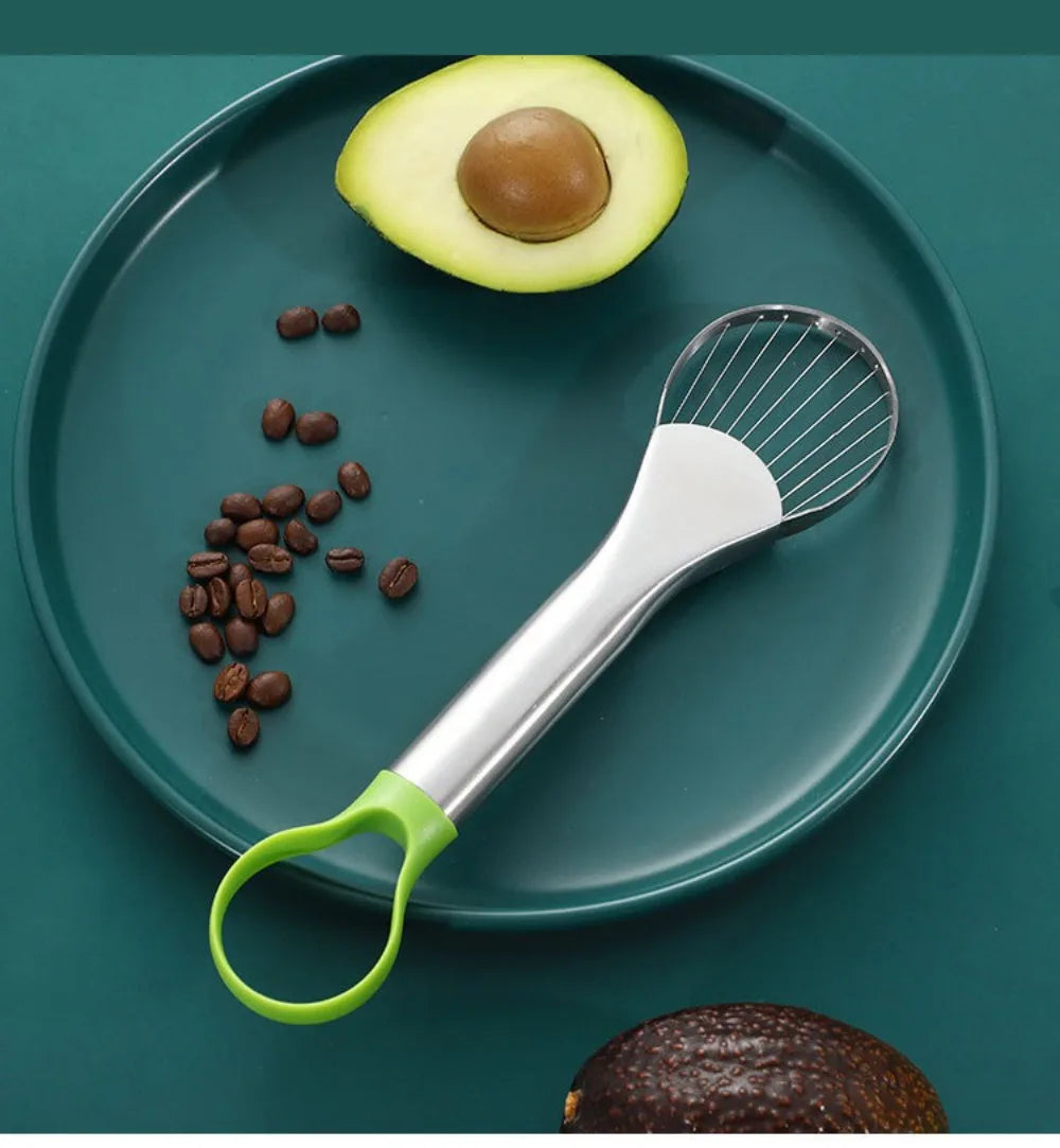 2-in-1 Avocado-Messer aus Edelstahl, Avocado-Schneider, Kiwi-Schälmesser, Salatschneider, Schäler, Küchen-Gadgets, Obst- und Gemüsewerkzeuge