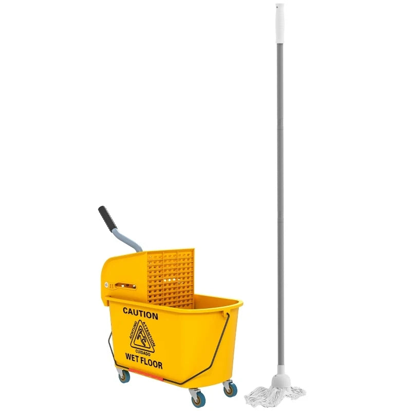 20-Liter-Putzwagen, Putzwagen mit Press- und Müllset, inklusive Eimer. Mopp, Rolle