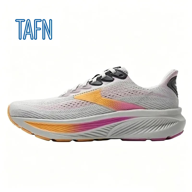 Professionelle Laufschuhe aus ultra-atmungsaktivem Jacquard-Gewebe, mit hochreaktiver Wellensohle für Marathontraining und intensive Langstreckenläufe.