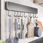 Scaffale da cucina non perforato Scaffali montati a parete Accessori per utensili da cucina con organizer porta cucchiaio con gancio mobile