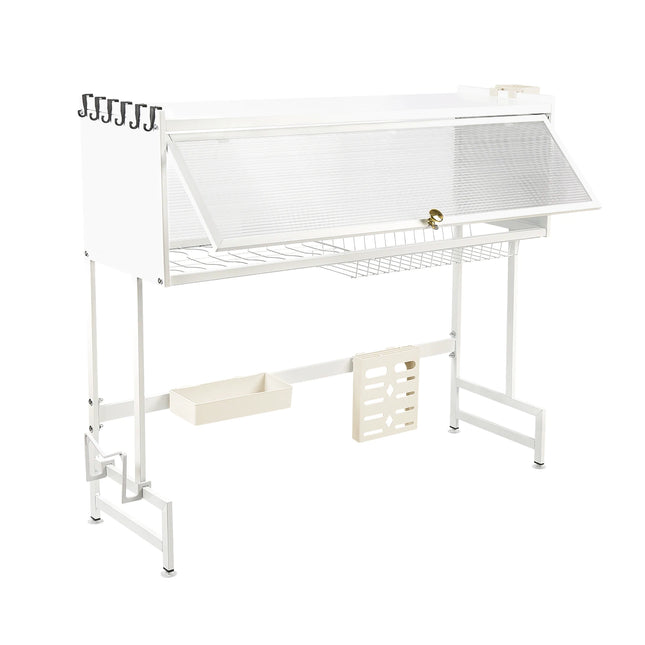 Over-the-sink dish drying rack, rust-proof kitchen shelf with utensil holder and cutting board holder