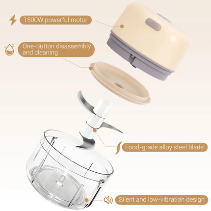 Electric 450ML Food Chopper for Garlic, Vegetables, and Meat, Robust and Durable, Ginger and Vegetable Blender, Kitchen Utensil