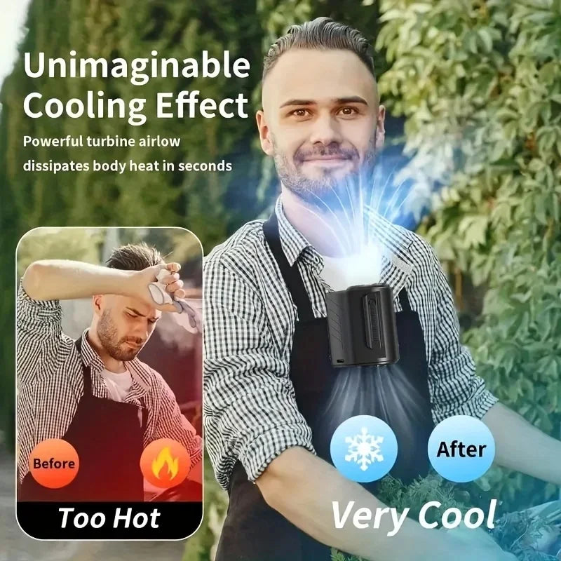 Ventilatore 2-in-1 Staccabile con Clip da Cintura e Cordino da Collo, Potente Ventilatore Ricaricabile da 10000mAh per Lavoro all'Aperto, Campeggio, Pesca