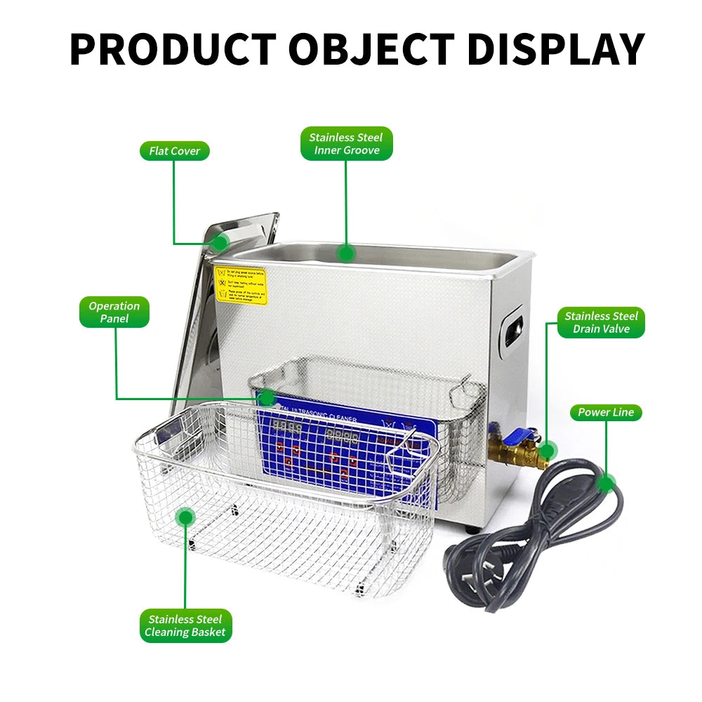 Digitaler Ultraschallreiniger 2L/3L/6/10/15/30L mit Heizung, 40KHz Ultraschallreinigungsgerät aus Edelstahl, Haushaltsgerät