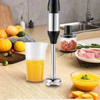 Edelstahl 4-in-1 Stabmixer Set, Handmixer, Gemüseschneider und Fleischwolf, Smoothie Maker
