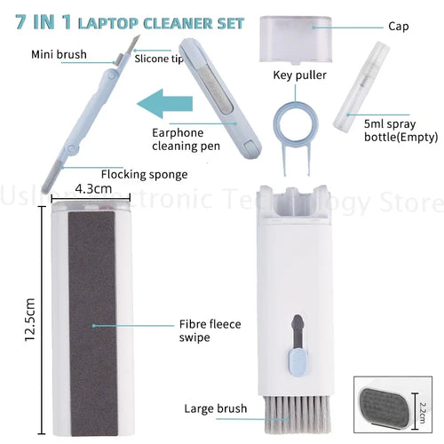 7-in-1 Computer-Tastaturreinigungsbürsten-Kit Kopfhörerreinigerstift für Headset Telefonreinigungswerkzeuge iPad Tastenkappenabzieher-Reinigungsset