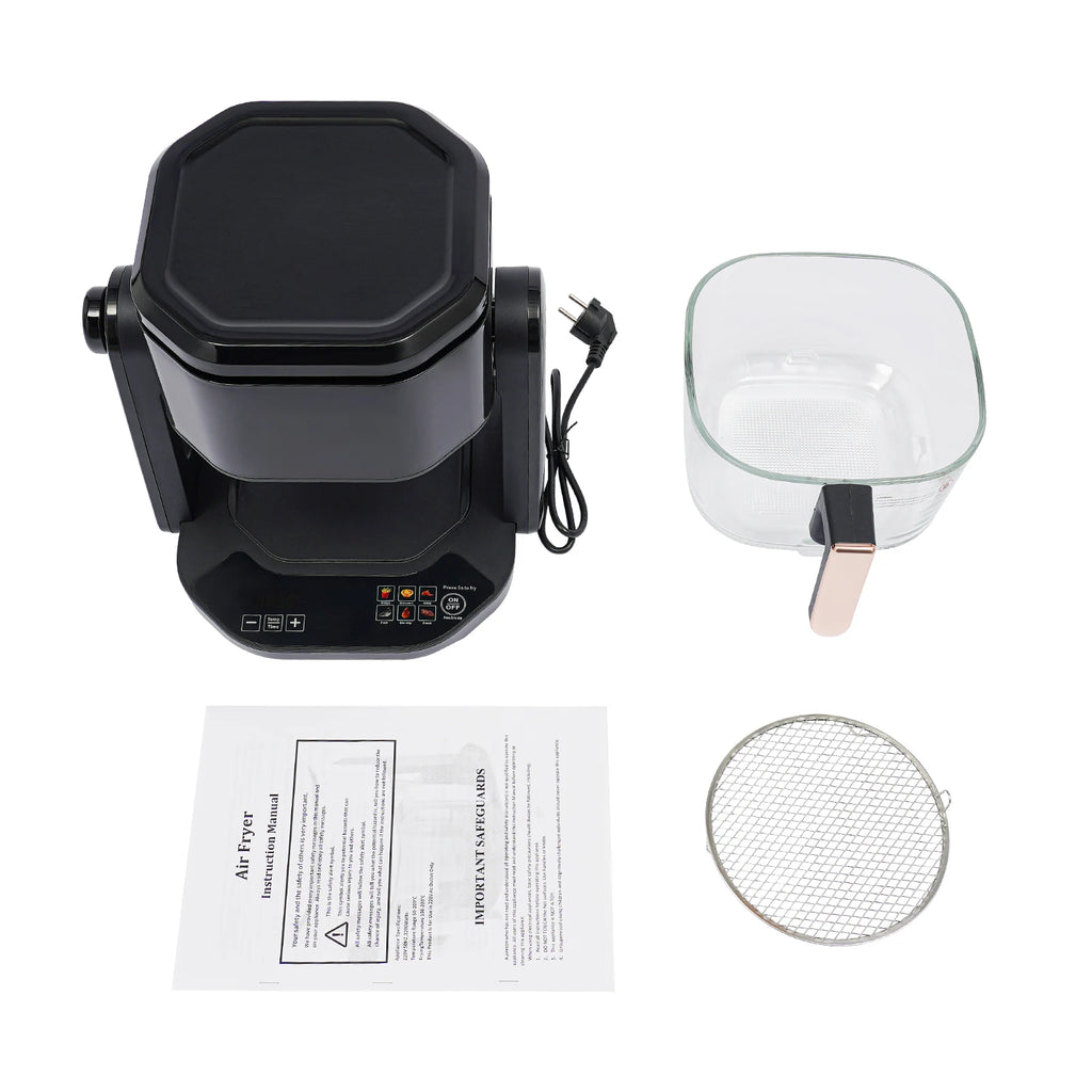 Friggitrice ad Aria 4.5L 1200W 220V con Display LCD e Cestello in Vetro Borosilicato