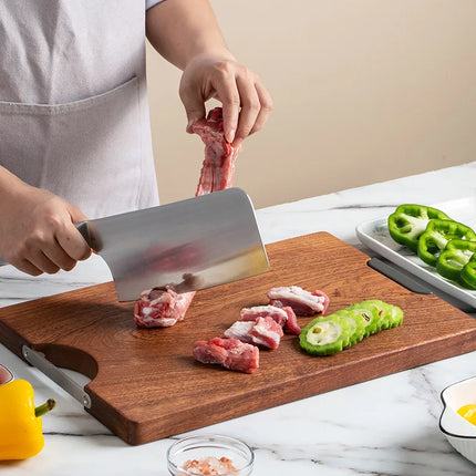 Ebony flat square solid wood cutting board, multifunctional double-sided kitchen cutting board, whole wood cutting board