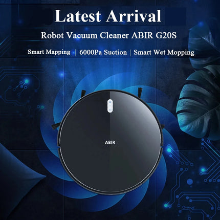 Robot Aspirapolvere ABIR G20S, Navigazione mappa AI, Partizione super intelligente, con memoria, app WiFi, forte aspirazione 6000Pa, lavaggio intelligente a umido, disinfezione, funziona con Alexa e Google Assistant