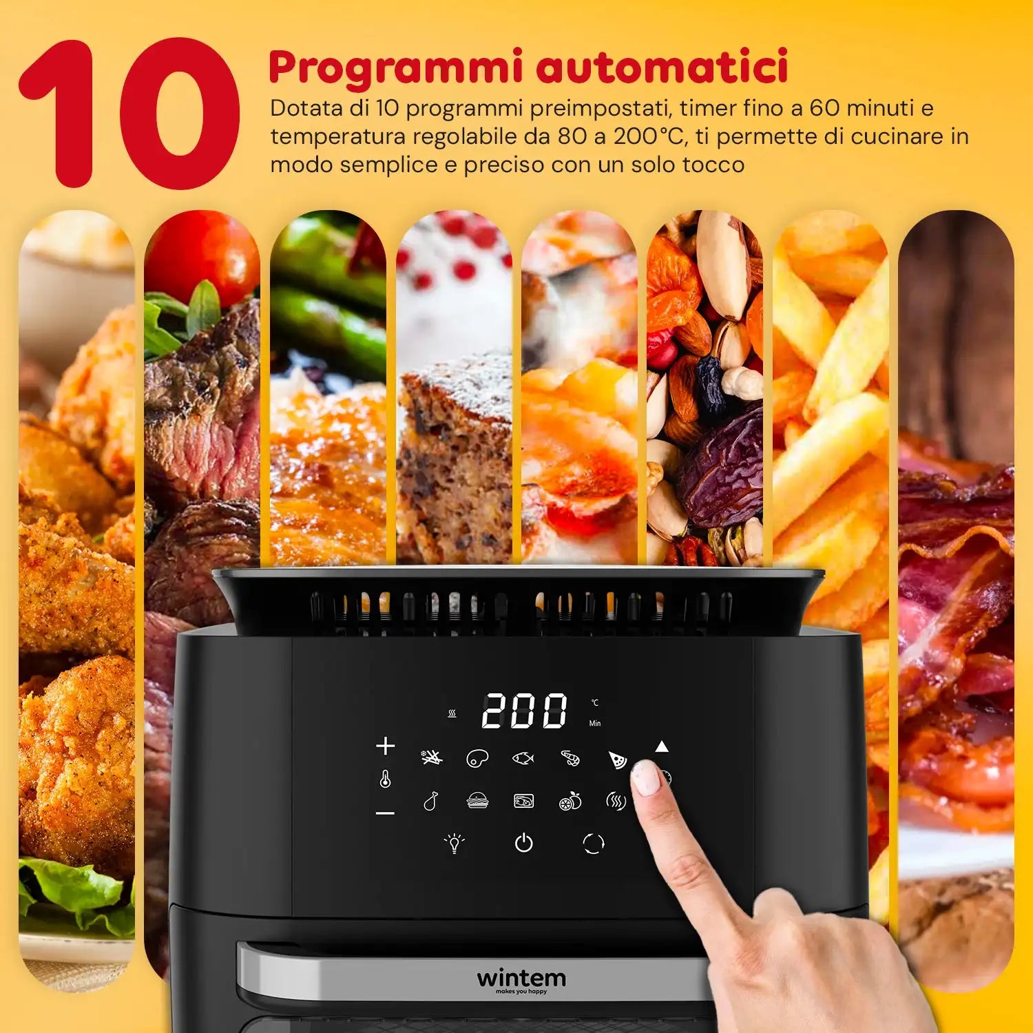 Friggitrice Aria 12L con Display LED Touch Timer 60 Min e Ricette Preimpostate