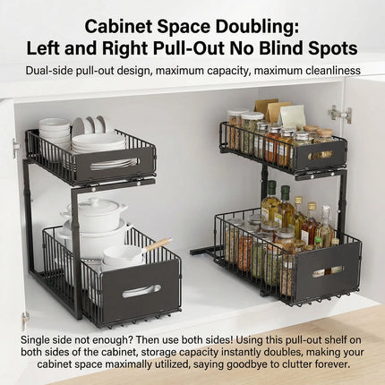 2-Tier Under Sink Pull-Out Organizer, Adjustable Kitchen Shelf, Pull-Out Cabinet Organizer, Spice Rack
