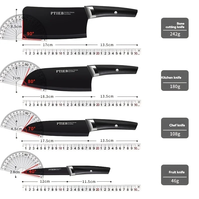 6-teiliges multifunktionales schwarzes Schneidwerkzeug-Set, geeignet für Outdoor-Camping und den Heimgebrauch, mit einem scharfen Schneidemesser, komp