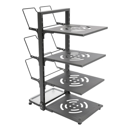 4-Tier Pots and Pans Organizer for Kitchen Cabinet, Gray/Black Space Saving