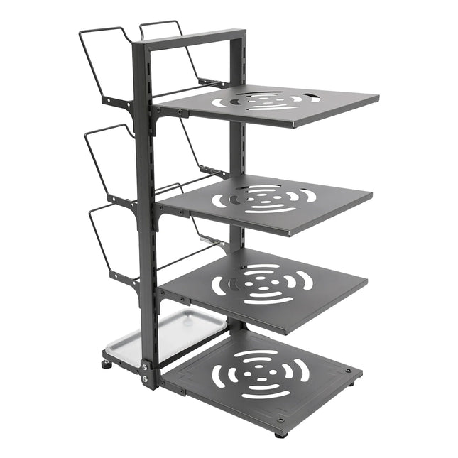 4-Tier Pots and Pans Organizer for Kitchen Cabinet, Gray/Black Space Saving