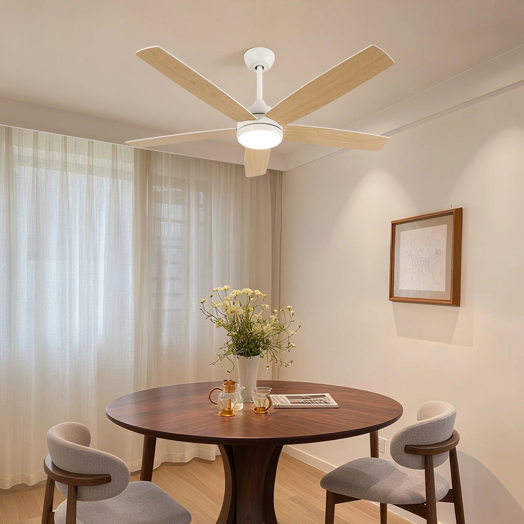Ventilatore da Soffitto 52'' per Piccoli Ambienti: Ventilatori da Soffitto Moderni con Luce e Telecomando - Motore DC Reversibile Silenzioso Dimmerabile con 6 Velocità