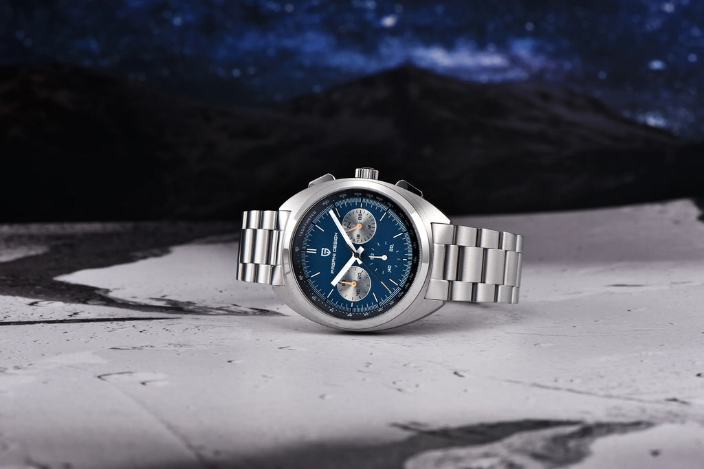 PAGANI DESIGN Orologio da polso al quarzo uomo Retro Panda Cronografo Vetro zaffiro