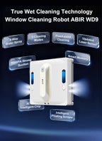 ABIR WD9 Fensterputzroboter, 4-Wege-Wassersprühfunktion, schwimmende Schaber-Technologie, Lasersensor, 9000PA Saugkraft, intelligente Speicherfunktion