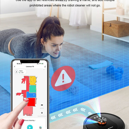 Liectroux T9 Robot Vacuum and Mop with LDS Navigation, 6500Pa Powerful Suction, Auto-Empty Station, Multi-Floor Mapping, Carpet Boost, Tangle-Free Brushes, 2.4/5GHz WiFi
