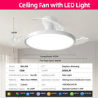 Ventilatore da Soffitto Semplice con Luce, Moderno Ventilatore Elettrico Intelligente con Pale Retrattili, Telecomando e Lampada Dimmerabile