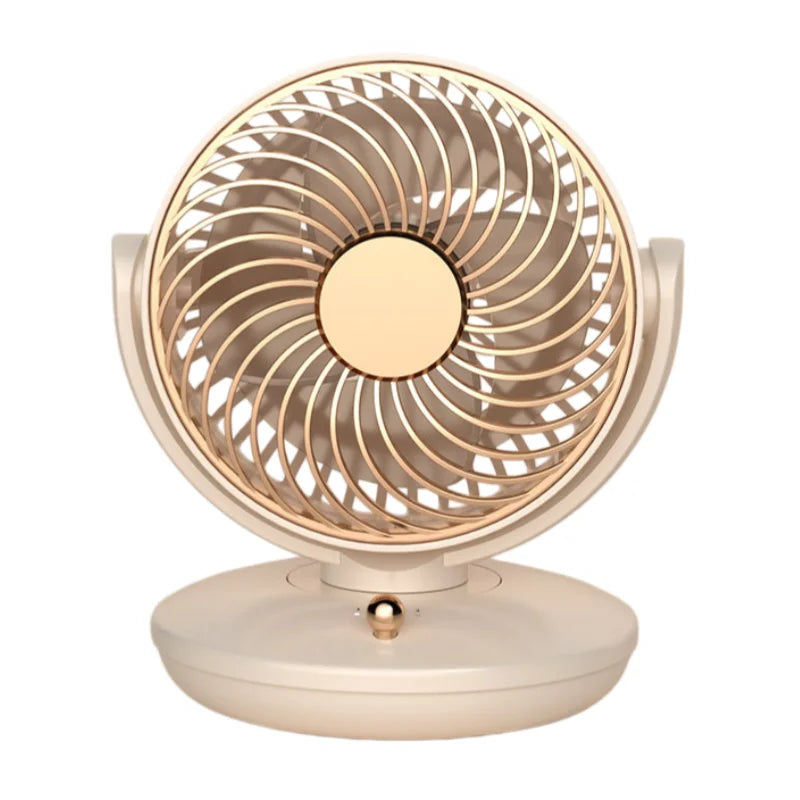 Ventilatore da tavolo ricaricabile con oscillazione, 3 velocità, USB, silenzioso, alimentato a batteria Bianco Verde