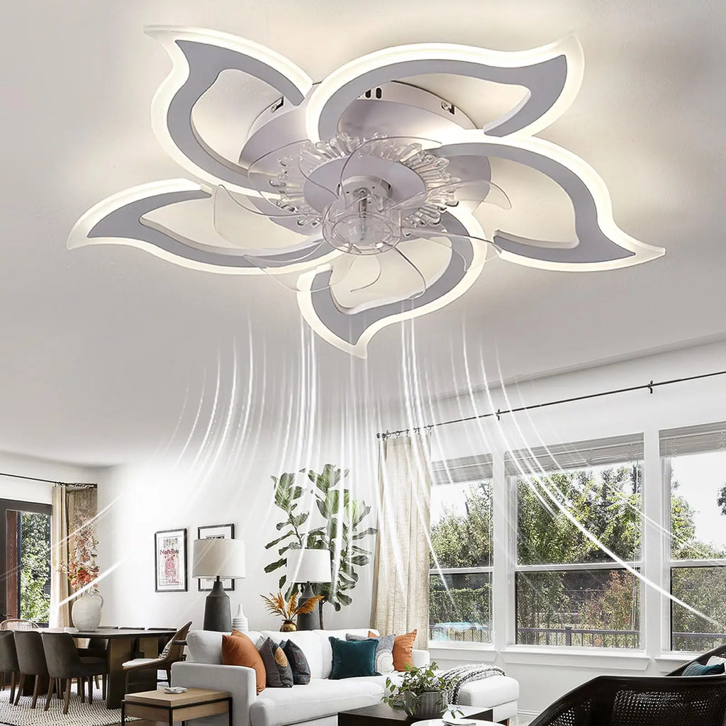 Ventilatore da Soffitto LED con Illuminazione, Lampada da Soffitto per Camera da Letto con Telecomando e APP, Lampada Dimmerabile con Ventilatore