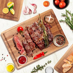 Tagliere in Legno con Scanalature Profonde per Succhi, Vassoio per Pizza e Pane, per Tagliare Verdure, Frutta e Carne, Vassoio da Cucina