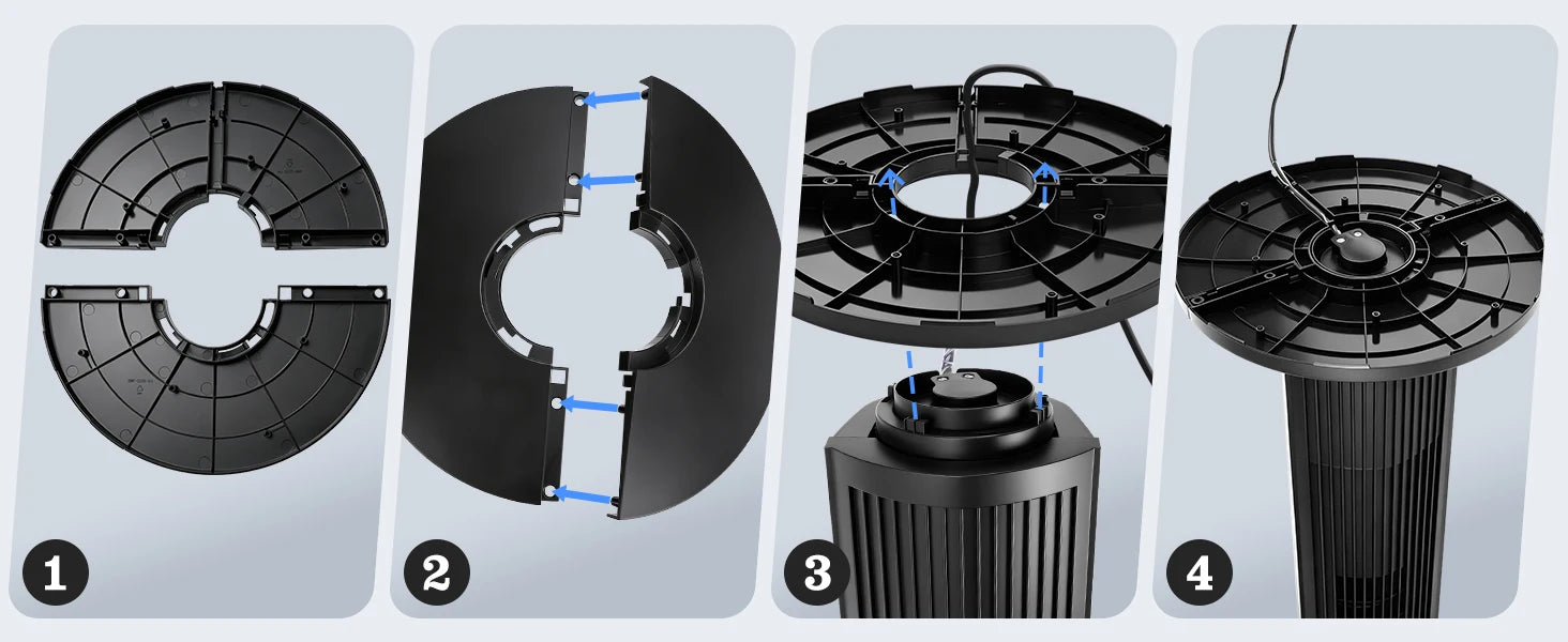 Aigostar Digitaler Turmventilator mit Fernbedienung/12-Stunden-Timer. 4 Modi und 3 einstellbare Geschwindigkeiten. 45W Leistung, 65° Oszillation, 93CM, für Zuhause und Büro, Schwarz