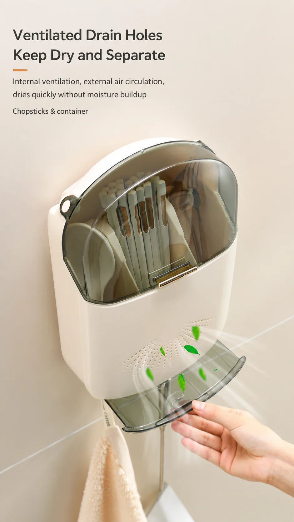 Porta Bacchette da Cucina a Parete Senza Foratura, Pieghevole, Antipolvere, con Drenaggio, per Uso Domestico