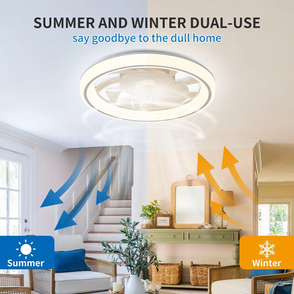 Ventilatore da Soffitto Intelligente con Telecomando e Luce Dimmerabile, Moderno per Camera da Letto, Silenzioso con LED