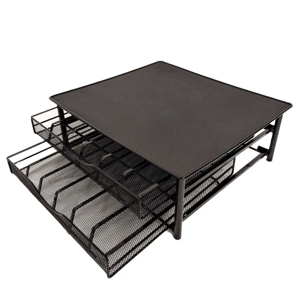 Herausnehmbarer Kaffeekapselhalter mit Schublade für 72 Kapseln, Arbeitsplatten-Organizer aus Metall