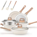 Set di Pentole da Cucina Essenziali, 12 Pezzi, Antiaderenti con Rivestimento in Granito e Compatibilità Universale con Sensori a Gas